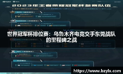 世界冠军杯排位赛：乌鲁木齐电竞交手东莞战队的里程碑之战